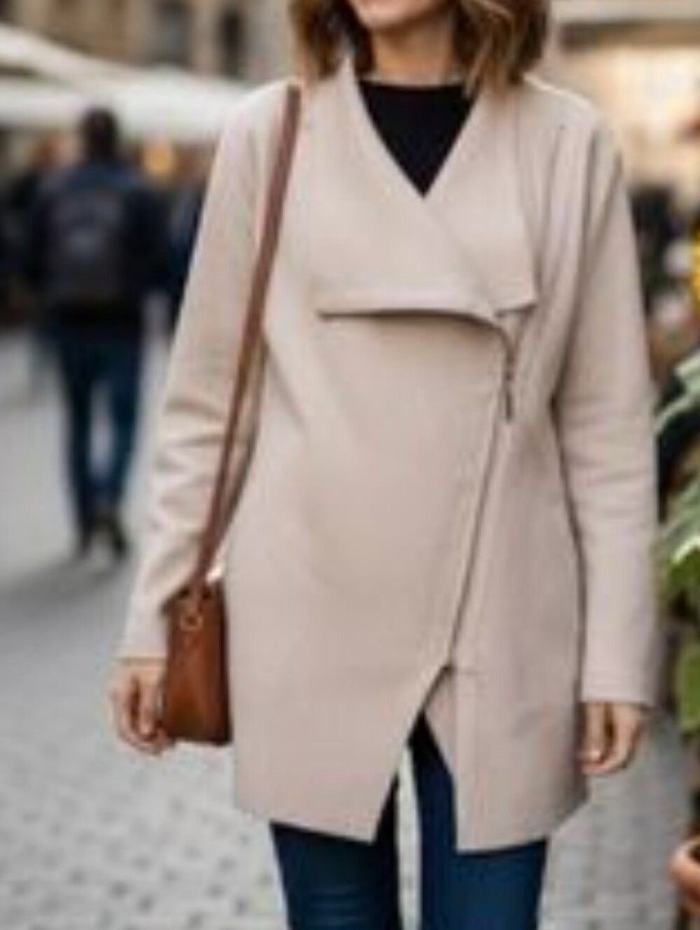 Cynthia Rowley Neutral Cream Asymmetrical Trench Coat